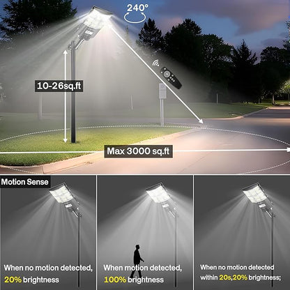 7000W Solar Flood Lights Outdoor [25000LM Super Bright] with Motion Sensor, IP66 Waterproof Security Lights for Driveway, Backyard, Garden, Garage - Wireless Solar Powered for Home & Commercial