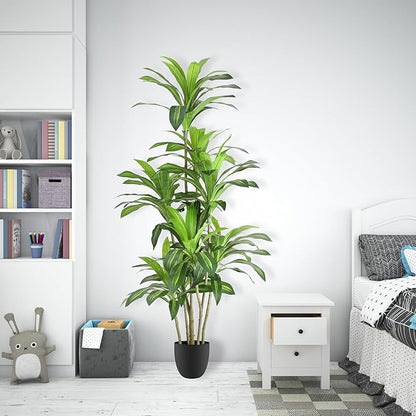 Artificial Plants 6Ft Dracaena Fragrans Faux Trees with 8 Heads Fake Tree for Home Decor Indoor or Outdoor Office Decoration Housewarming Gift