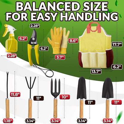 10 Pcs Gardening Tools for Women – All-in-One Garden Tools Set with Functional Tote Bag, Ergonomic Design & Rust-Resistant Steel – Gardening Set for Women for Easy Garden Care & Gifts for Plant Lovers
