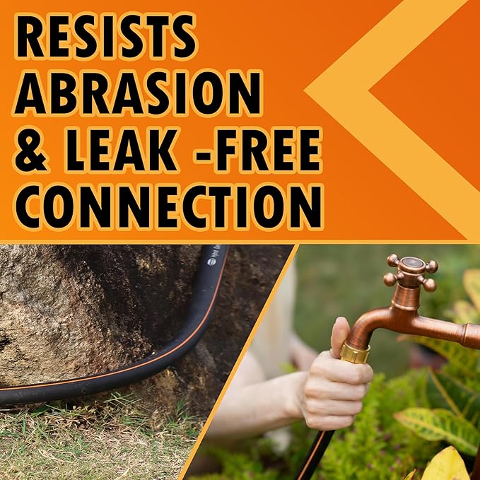 5/8 in. × 21 ft. Flexible Hybrid Rubber Garden Hose, High Flow 5/8" I.D. No Memory Durable Lightweight Water Hose for Watering, Irrigation, Water Transfer Pump