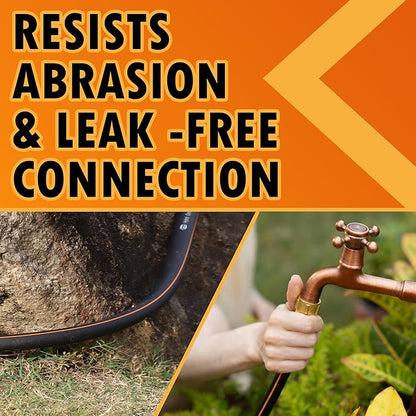5/8 in. × 20 ft. Flexible Hybrid Rubber Garden Hose, High Flow 5/8" I.D. No Memory Durable Lightweight Water Hose for Watering, Irrigation, Water Transfer Pump