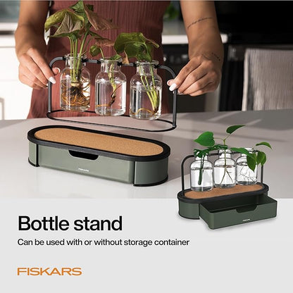 Fiskars Plant Propagation Station – Multi-Flute Glass Propagation Stand with Metal Base, Ideal for Rooting Multiple Plant Cuttings and Hydroponic Decor
