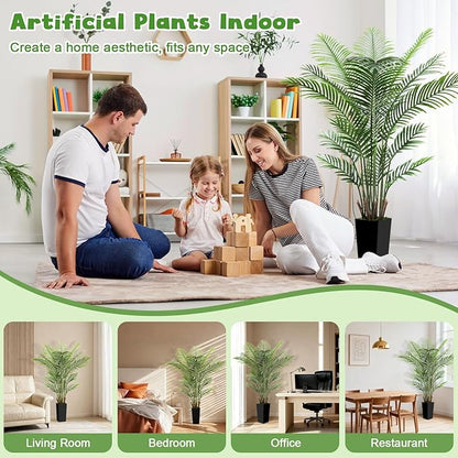 6FT Tall Fake Tree Artificial Palm Plant with Black Planter – Faux Indoor Plants Tree Decor for Home Office Living Room Corner