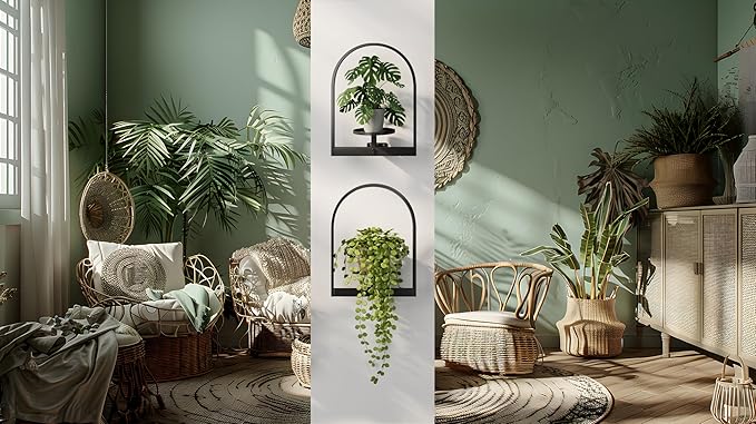 2 Pack Plant Stand Indoor Outdoor Hanging Planters for Indoor Plants Wall Plant Holder for Indoor Plants Plant Frames Wall Decor for Livingroom Bedroom Balcony Patio