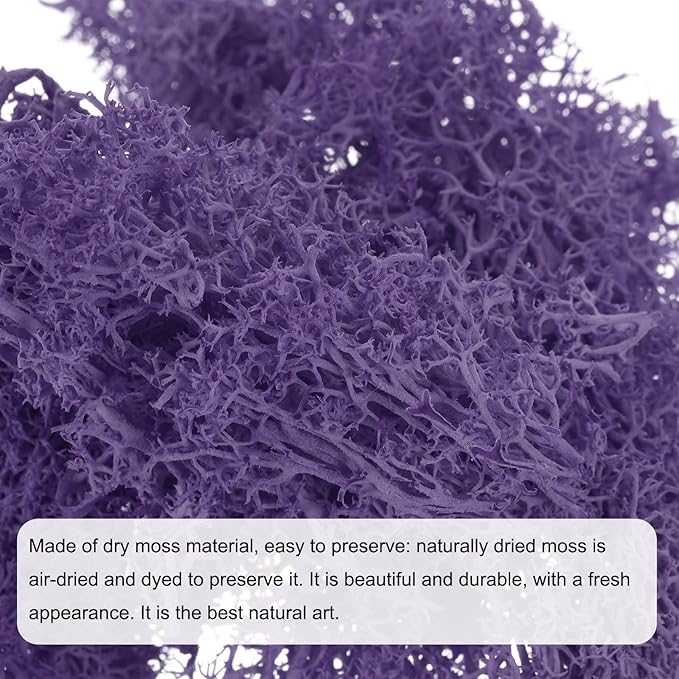 MECCANIXITY 3.5 OZ Moss Fake Craft Moss Artificial Moss Natural Preserved Moss for Craft Arts Floral DIY Project Wall Wedding Garden Patio Table Terrariums Decoration(Purple)