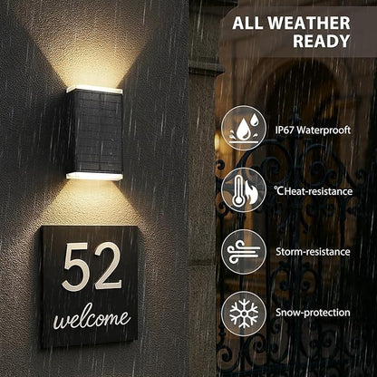Solar Wall Light Outdoor , 3000/4000/6000K 3 Modes Dusk to Dawn Lighting Wall Sconce IP67 Waterproof Up and Down Solar Lights Outdoor Front Door Light for House, Garage, Porch, Doorway,Fence (1 PACK)