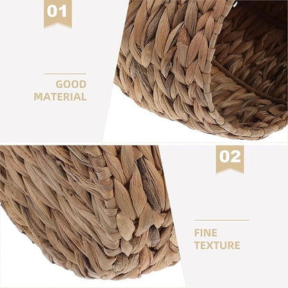 Woven Planter Basket, Seagrass Basket Planters, Hyacinth Woven Flower Pot Rattan Wicker Plant Pot, for Desktop and Home Organization