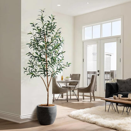 Tall Faux Olives Trees Large Artificial Olive Tree Indoor Outdoor Realistic Floor Plant Fake Flowers Plants for House Home Living Room Bedroom Office Front Porch Modern Farmhouse Boho Decor