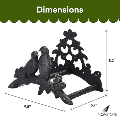 Noa Store Garden Hose Holder - Decorative Wrought Iron Wall-Mounted Hose Organizer - Heavy-Duty Wall Mount Water Hose Holder - Hook Rack for Water Hose - Outdoor Hose Holder - H8xL10xW5.7 inches