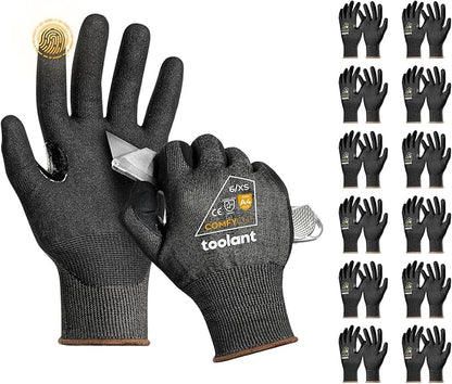 toolant ANSI A4 Cut Resistant Work Gloves without Steel & Fiberglass, Ultra Light Comfort & Proper Fit,for Mechanic,Gardening