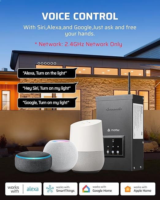 DEWENWILS 300W Matter Smart Low Voltage Landscape Transformer with 3 Independent Outputs, 120V AC to 12V/14V AC, Works with Apple Home, Alexa & Google Home,2.4GHz Wi-Fi only for Landscape Lighting