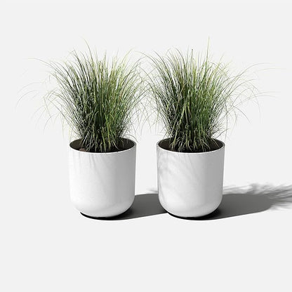 Veradek Mason Series Lima Planter - Round Planter for Indoor or Outdoor Porch/Garden | Made from Plastic-Stone Composite with Drainage Holes | Modern Décor for Succulents, Flowers, Small Plants