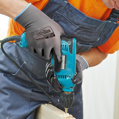 COOLJOB 20 Pairs Nitrile Dipped Safety Work Gloves with Grip, Non-slip Rubber Coated Bulk Garden Gloves for Men, Heavy-duty Oil Resistant for Truck Driver, Warehouse Box Handler, Xlarge, Gray
