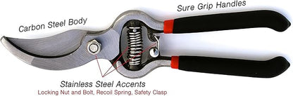 Garden Guru Classic Bypass Pruning Shears Clippers – Heavy Duty Forged Steel Pruners – Non Slip Comfort Grips – Cuts up to 1” Diameter – Professional Bypass Pruners Black - 1 Case (60 Pcs)