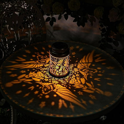 Cooo 2 Pack Solar Lanterns Outdoor Waterproof Hummingbird Red_Sage Solar Pathway Lights Landscape Path Christmas Gifts for Women Mom Grandma for Outdoor Table Lamps Garden Yard Backyard Decor -Gold