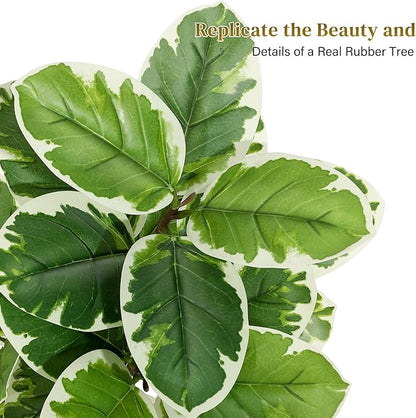 Garvee Fiddle Leaf Fig Tree Artificial Indoor, Faux Floor Plant, 5FT Tall Fake Plant with Planter and Pebbles, Artificial Trees for Home Decor Indoor,Tall Fake Tree for Housewarming