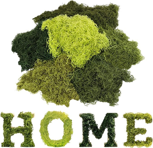 6 Colors Artificial Moss for Crafts 21.16oz, Fake Moss, Green Moss for Plants Indoor, Christmas Wreath, Fairy Garden, Model Making, DIY Table Centerpieces, Walls Decor, Wedding Party Decoration