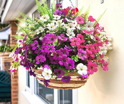 Artificial Flowers for Outdoors, 16 Bundles Artificial Plants Outdoor Fake Flowers UV Resistant, Outdoor Fake Plants Faux Silk Flowers for Porch Outside Planter Window Box Garden