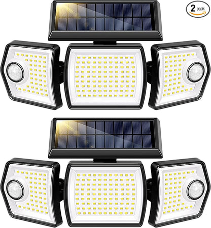 VIVOHOME Linkable Solar Lights Outdoor Waterproof, Dual Roating Motion Sensor Flood Lights, Solar Powered LED Security Light, 2500LM for Yard, Outside, Wall, Garden, Patio, 2 Pack