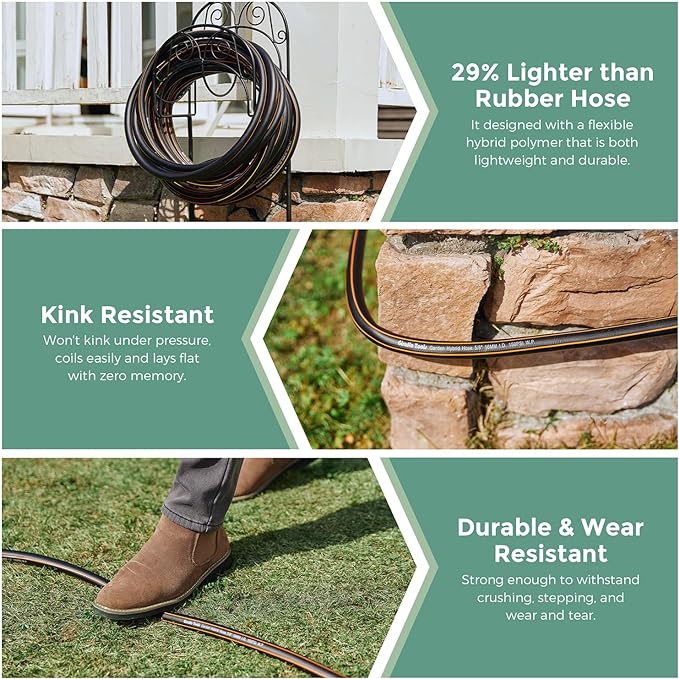 Giraffe Hybrid Leader Hose 5/8" x 15ft Custom Length, No Kink, Flexible, Leakproof Water Hose with Female to Female Fittings, 600 Burst PSI
