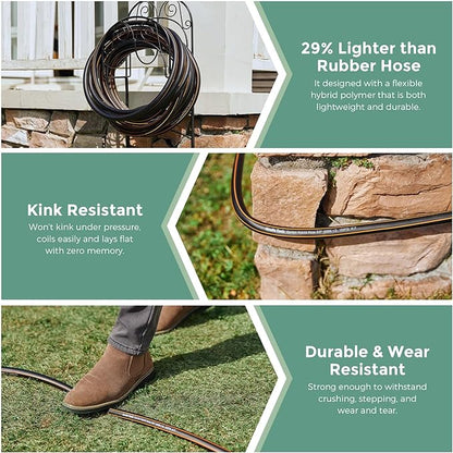 Giraffe Hybrid Leader Hose 5/8" x 15ft Custom Length, No Kink, Flexible, Leakproof Water Hose with Female to Female Fittings, 600 Burst PSI