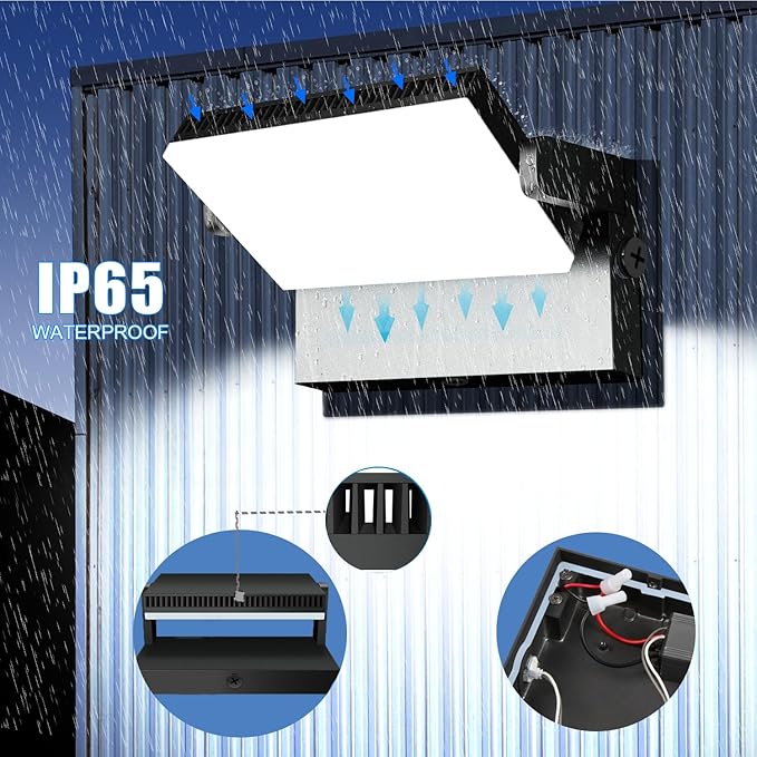Juyace 120W LED Wall Light Outdoor Flood Lighting Exterior Fixtures 360 °Rotation 5000K for Garage Yard Barn Area Backyard Building 4pack