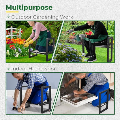 Garden Kneeler and Seat, Folding Garden Stool with 12.6" Soft Kneeling Pad for Kneeling & Sitting, Ideal Gifts for Women, Men, Seniors