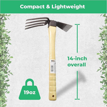 Japanese Dual Sided Garden Cultivator – Handcrafted Garden Hoe & Tiller, Sturdy & Handy