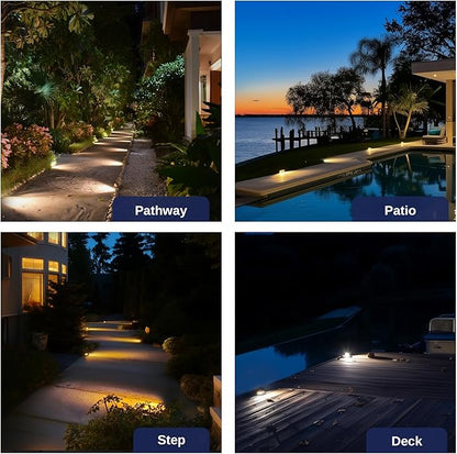 Gardenreet Brass In Ground Well Lights Kit(4 Pack) with 75W Low Voltage Transformer & MR16 Bulb & 100Feet Wire & Connectors, 12V LED Landscape Lighting for Outdoor Garden Walkway Path(1 Way Turret)
