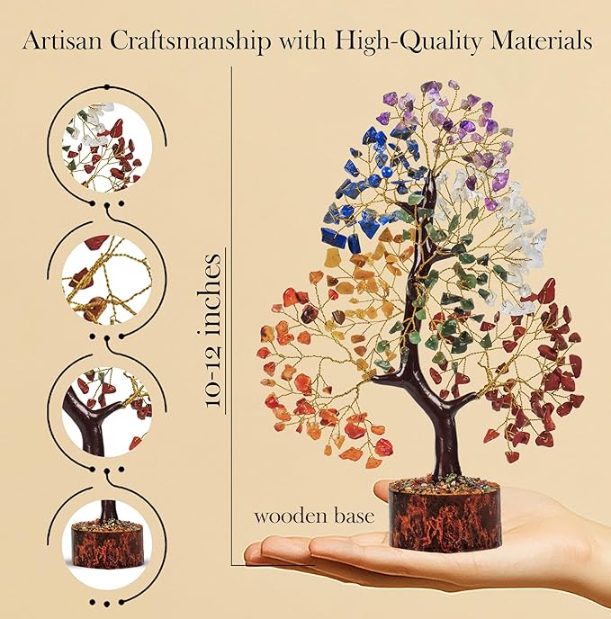 PYOR 7 Chakra Tree of Life Crystal Tree – Spiritual Healing Crystals & Stones | Housewarming Gift for New Home | Birthday Gift for Women | Home Decor Office Decor