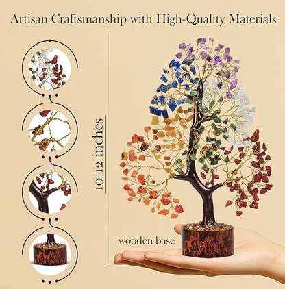 PYOR 7 Chakra Tree of Life Crystal Tree – Spiritual Healing Crystals & Stones | Housewarming Gift for New Home | Birthday Gift for Women | Home Decor Office Decor