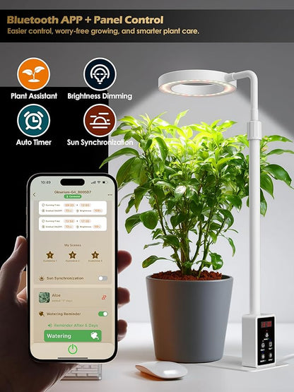Grow Light with Stand, LED Plant Light for Indoor Plants, Full Spectrum Grow Lamp, Adjustable Height (White, 12W)