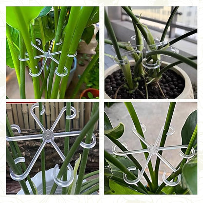 8 Pack Clear Indoor Plant Support Stakes, Reusable Plastic Plant Stem Holders & Trellis for Monstera Pothos Vines Vertical Growth Air Circulation Stable Stem Support