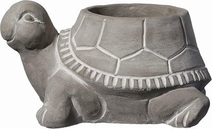 Classic Home and Garden Cement Buddies Animal Planter - Cute Desk Decoration - UV Coated Animal Vase w/Removable Drain Plug -Succulent Planter for Indoor/Outdoor Use (Turtle Planter, Natural, Large)