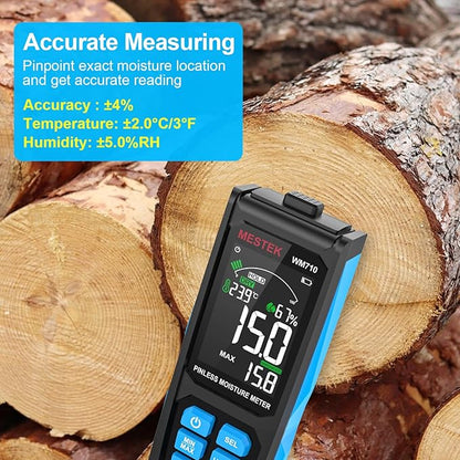 MESTEK Pinless Wood Moisture Meters for Drywall, Water Leak Detector, Wall Moisture Tester for Lumber Concrete Building, Wall Moisture Sensor Digital Humidity Tester for Firewood