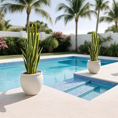 Fake Snake Plant 3ft Tall Faux Sansevieria with 24 Realistic Leaves UV Resistant Potted 2 Pack Fake Mother in Law's Tongue Plants for Indoor Outdoor Home Office Bedroom or Patio Decoration, Yellow
