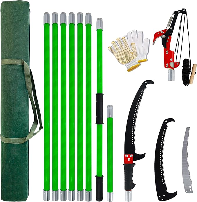 Manual pole saw,Tree Trimmer, Pole Pruning Saw, Pole Saws for Tree Trimming, Gardening Tools Pruner Hand Pole Saw For Yard(Green 26FT)