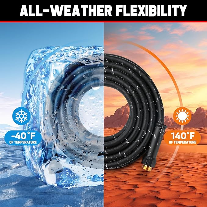 Garden Hose 25ft x 5/8", NON-EXPANDABLE Heavy Duty Premium Flexible Water Hose, No Kink, Leakproof, Lightweight Hybrid Hose with Male to Female Fittings for Household、Backyard