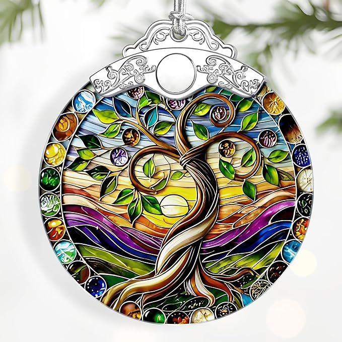 Tree of Life Ornament – Christmas Decoration & Christmas Ornament; Stained Glass Holiday Decoration (Holiday Present, Bauble Present, Gift Idea, Gift Exchange) | Heirloom Keepsake