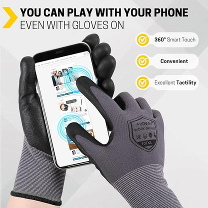 Safety Work Gloves-16/32 Pairs, Micro Foam Nitrile Coated Glove,Seamless Knit Nylon Gloves for Men Women（S-XL