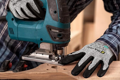 DULFINE A3 Cut Resistant Work Gloves for Men Women,Touchscreen Foam Nitrile Coated,12 Pairs Pack,Ideal for,Glass Cutting