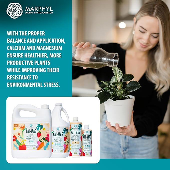 MARPHYL Organic CALMAG Liquid Fertilizer, Calcium + Magnesium, Corrects Common Plant Deficiencies, for Garden, Flowers, Vegetables, Succulents, Bamboo, Hydroponics 33.8 oz