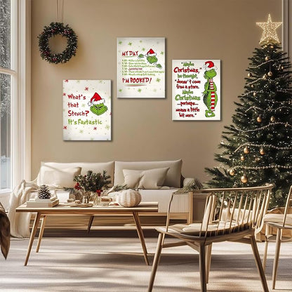 Christmas Canvas Wall Art Decor - “Maybe Christmas Means a Little Bit More” Holiday Quote Decor - 16x20 inch Whimsical Festive Wall Decoration for Room or Office - Premium Quality Canvas Print