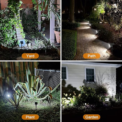 LANSOW Solar Spot Lights Outdoor, [12 Pack/76 LED] 2-in-1 Solar Landscape Spotlights, 3 Modes IP65 Waterproof Dusk to Dawn Solar Powered Flood Wall Lights for Outside Yard Garden Pathway(Cool White)