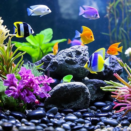 River Rocks for Landscaping,20lbs Black Pebbles for Indoor Plants, 0.5-1.2 Inch Decorative Rocks for Planters, High Polished Stones for Vase Filler Fish Tank Garden