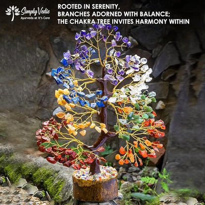 Simply Vedic 7 Chakra Healing Crystals Tree of Life, Natural Healing Gemstones Handmade Bonsai Tree for Positive Energy, Good Luck Money Wealth Vastu Reiki Feng Shui| Office Home Decor, Spiritual Gift