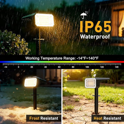 Solar Spot Lights Outdoor Waterproof IP65, [12 Pack/100 LED/4 Modes] Solar Landscape Spotlights, Auto On/Off High Lumens Spot Lights for Outside Yard Garden Pathway(Warm White)