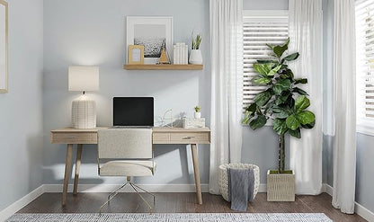 Cypress & Alabaster Handmade 5ft Fiddle Leaf Fig Ficus Lyrata Artificial Tree with Ethically Sourced Real Wood Trunks, Hypoallergenic, 5-Foot, Green