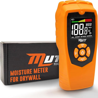 Mutt Tools Pinless Moisture Meter for Drywall – Non-Destructive Wood Moisture Meter for Walls, Wood and Masonry – Detects up to 2 Inches Below the Surface