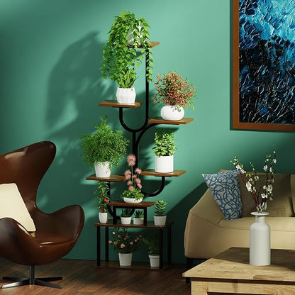 Plant Stand Indoor, 8-Tiered Corner Plant Rack Indoor with grow light, 61.42" metal Plant display shelves, Tree-Shaped Flower Ladder for Home, Patio, Living room
